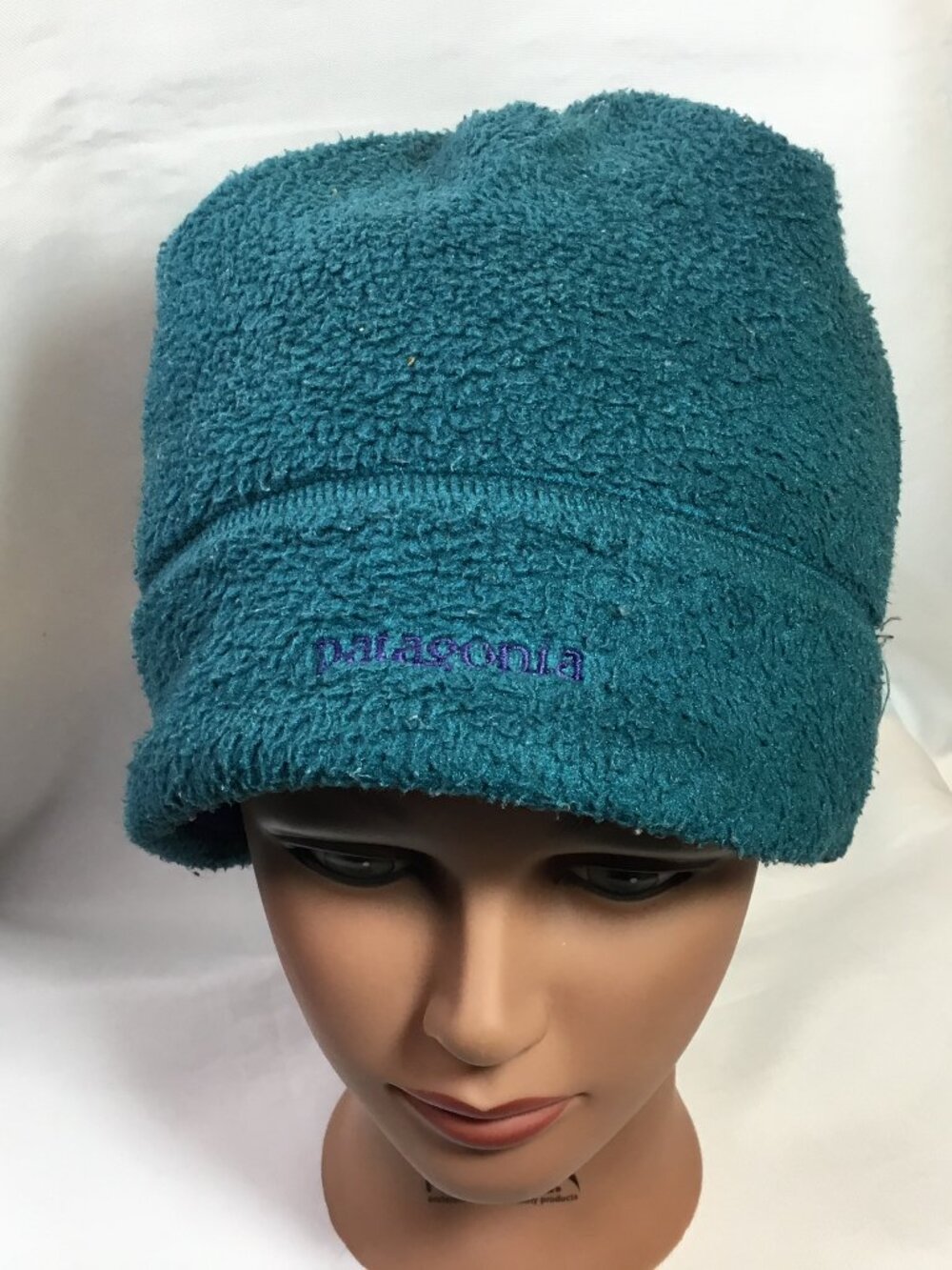 Vintage PATAGONIA Fleece Beanie 80s 90s Two Tone Teal/Purple Made In USA Large